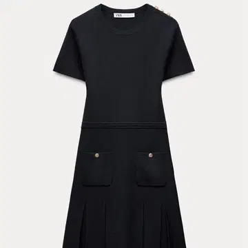 ZARA 박스 플리츠 니트 미니 원피스