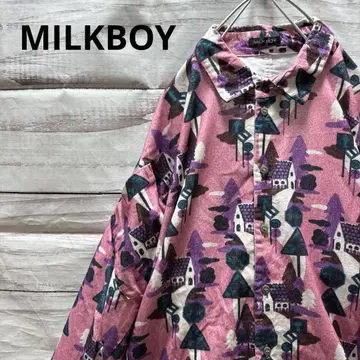 MILKBOY 총무늬 변형 셔츠 플란넬 셔츠 오버 사이즈 개성있는 멋쟁이