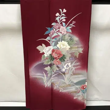 C765 순수 실크 이중 기모노 호몬기 금은 라메 기모노