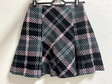 snidel 스나이델 로빙 체크 미니 스커트 BLK