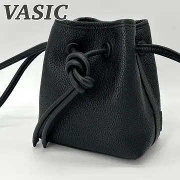 VASIC 본드 미니 핸드백 복조리 블랙  주름 가죽