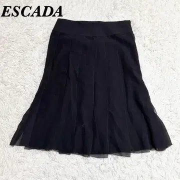 새상품급 ESCADA 플리츠 미디 스커트 34 블랙