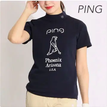 핑 수분 흡수 속건성 Mr.PING 자카드 모크넥 반팔 니트 골프
