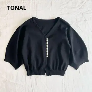 [ 새상품급 ] TONAL 토널 펄 가디건 퍼프 슬리브 블랙