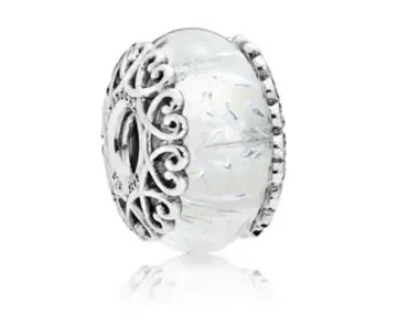 Pandora Iridescent White Murano Glass