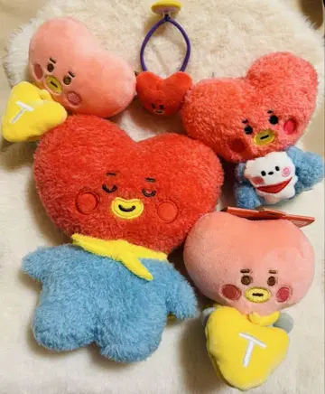 TATA 4개 세트 봉제 인형 마스코트 밴딩 BT21 BTS 뷔