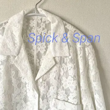미사용 새상품 스픽앤스팬 Spick&Span 레이스 오픈 카라 셔츠