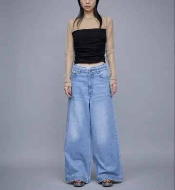 THINGS THAT MATTER LOGO DENIM WIDE PANTS