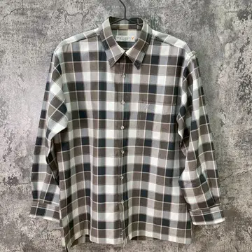 LYLE&SCOTT 체크 무늬 헤링본 셔츠 남성용 그레이 계열(M)
