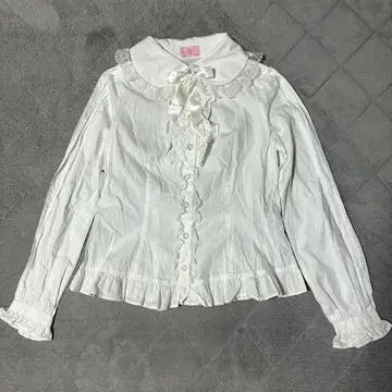 엔젤릭 프리티 프릴 레이스 리본 긴팔 블라우스 화이트