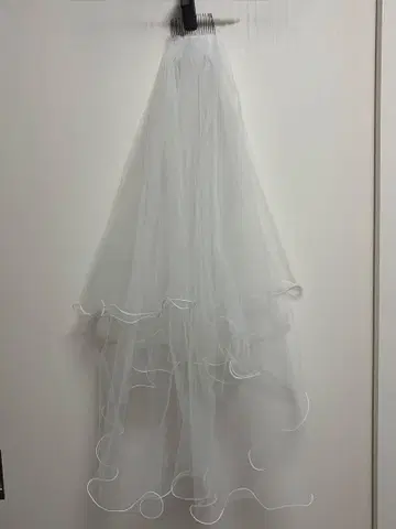 타카미 브라이덜 웨딩 베일 숏 화이트 튤 코무 부착