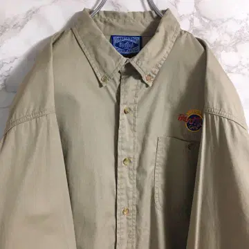 [ 인기 ] 하드 록 카페 원포인트 자수 코튼 셔츠 베이지 L