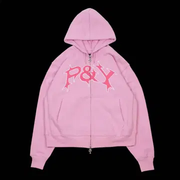 P&Y 로고 집업 후드티 핑크