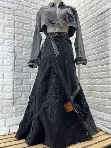 리메이크 데님 블랙 계열 셋업