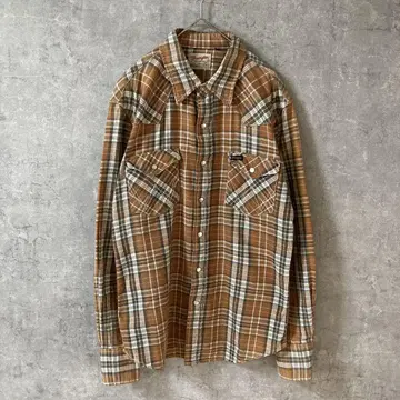 Wrangler 체크 무늬 플란넬 셔츠 웨스턴 긴팔 빈티지 M 사이즈