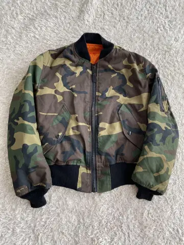 90s USA ALPHA MA-1 플라이트 자켓 카모플라쥬