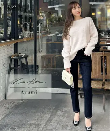 [ 오카베 아유미 씨 콜라보 ] 슬림 스트레이트 데님