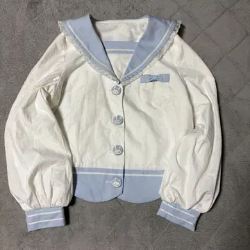 To alice 토끼 귀 레이스 세일러 자켓 스카이블루