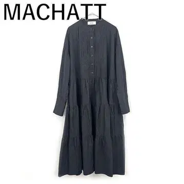마차트 MACHATT 롱 원피스 티어드 밴드 카라 블랙