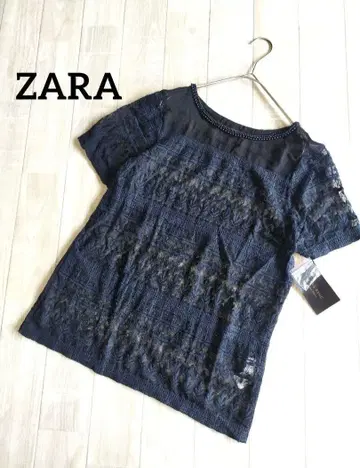 미사용 새상품 ZARA 시어 탑 꽃무늬 전체 자수 비쥬 장식 포멀