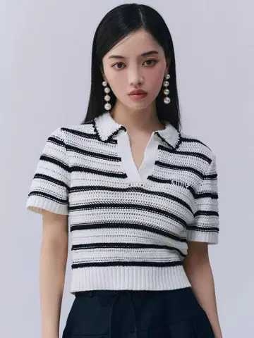 미사용 새상품 시스루 니트 폴로 EIMY