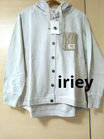 iriey 배색 니트 포켓 버튼 후드티 F