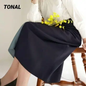 새상품급 TONAL 토널 바이컬러 랩 플레어 스커트 M 익명 배송