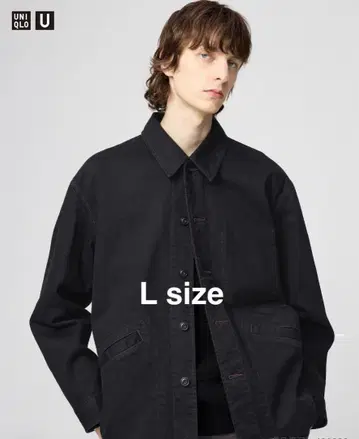 [ 새상품 ] UNIQLO U 오버 사이즈 컬러 데님 자켓 블랙 L