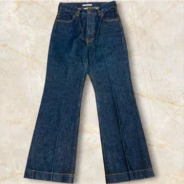 plage 플라주 센터 프레스 플레어 데님 인디고 34 일본제