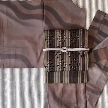 츠무기 호몬기 모던 새상품급 이중 기모노 순수 실크