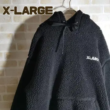 엑스라지 X-LARGE 후드티 보아 자수 로고 블랙