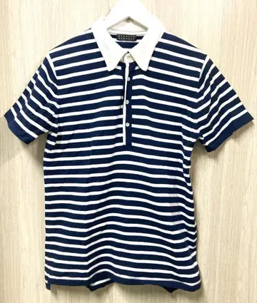 바니스뉴욕 면 남성용 피케 셔츠 XL 네이비 보더
