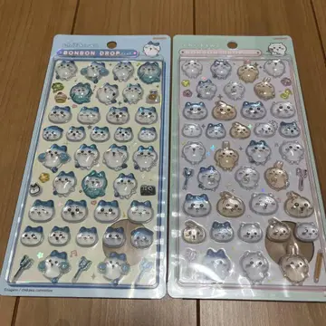 치이카와 (먼작귀) 모자 꽁지 드롭 씰 2종 세트 하치와레 모두