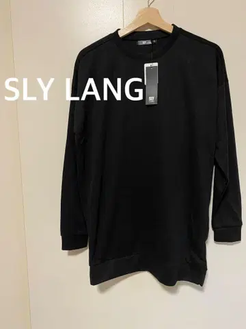 택 포함 새상품 SLY LANG 슬라이랭 블랙 긴팔 티셔츠 상의