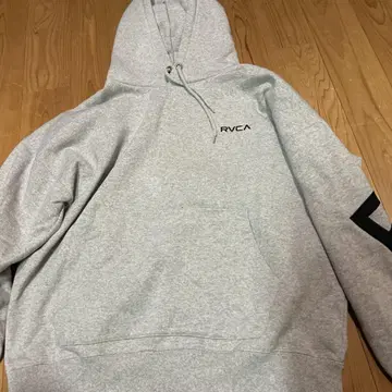 RVCA 그레이 후드 부착 후드티