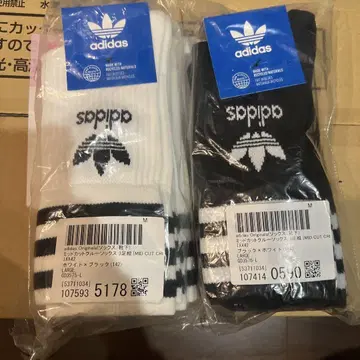 adidas 삭스 세트 화이트 3켤레 블랙 3켤레 M 사이즈