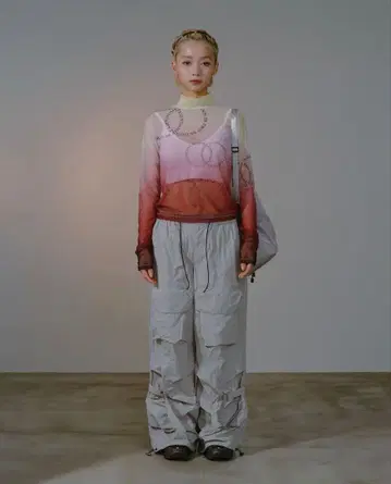 Abeundmor 라이트 그레이 카고 팬츠 나일론 카고 팬츠