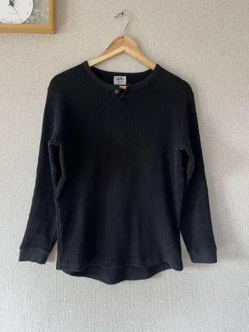 Pherrow's 블랙 리브 편직 티셔츠 SMALL