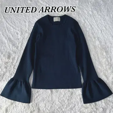 UNITEDARROWS 리브 플레어 슬리브 니트 스웨터 네이비