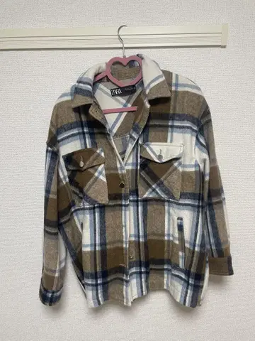 ZARA 브라운 체크 플란넬 셔츠