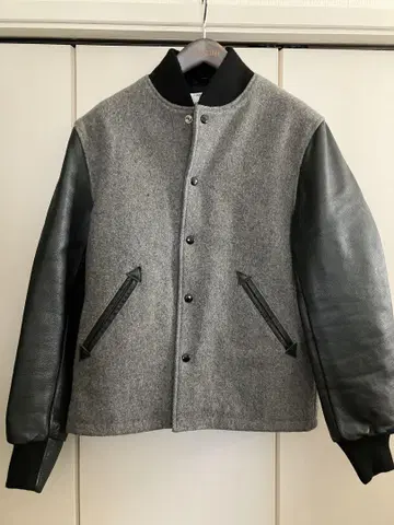 Used GB Sport 소매 가죽 바시티 자켓 그레이 사이즈 S