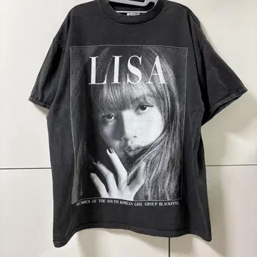 블랙핑크 리사 블랙핑크 빈티지풍 T셔츠 구제 의류