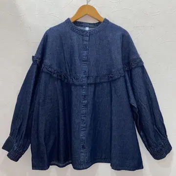 루필리안 프릴 달린 다크 데님 긴팔 셔츠 새상품