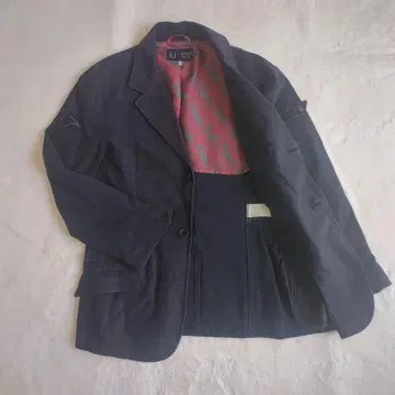 아르마니 진스 테일러드 자켓 25주년 기념 이글 패턴 네이비 남성용