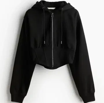 H&M 풀 집업 후드티 S 후드 부착 숏 기장 코르셋 여성용