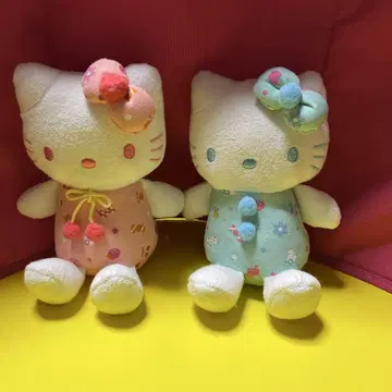 꽃 장식 키티 봉제 인형 2개 세트