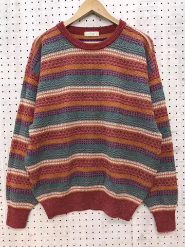 mizuno 미즈노 Axy 자카드 편직 올 패턴 리브 절개 니트 스웨터