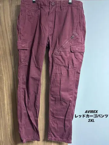 AVIREX 레드 카고 팬츠 2XL 빨간색 레어