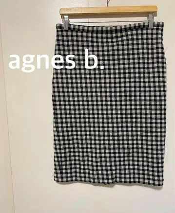 agnes b. 에네스베 체크 무늬 타이트 스커트 롱 스커트 3