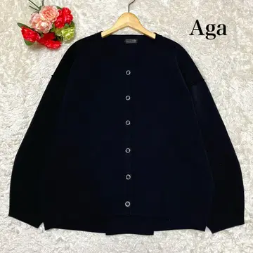 Aga 아가 스냅 버튼 가디건 오버 사이즈 벌룬 슬리브 블랙
